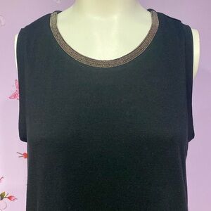 Mossimo Black Layered Blinged Neck Asymmetrical T-shirt Blouse Women's Size M !!